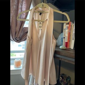 Sleeveless tie neck halter talk